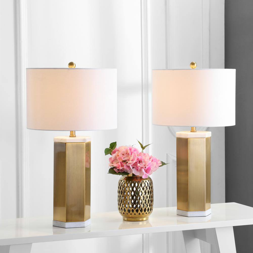 Ashford Clear Crystal Orb Table Lamp Set with White Shade