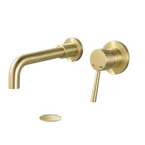 Single Handle Bathroom Wall Mounted Faucet in Brushed Gold