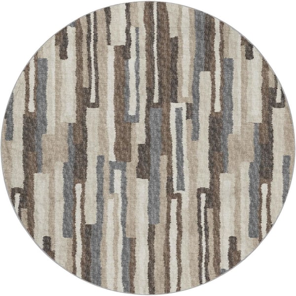 Dream Shag Premium Machine Washable Abstract ADS78 Earth 8 ft. x 8 ft. Round Rug