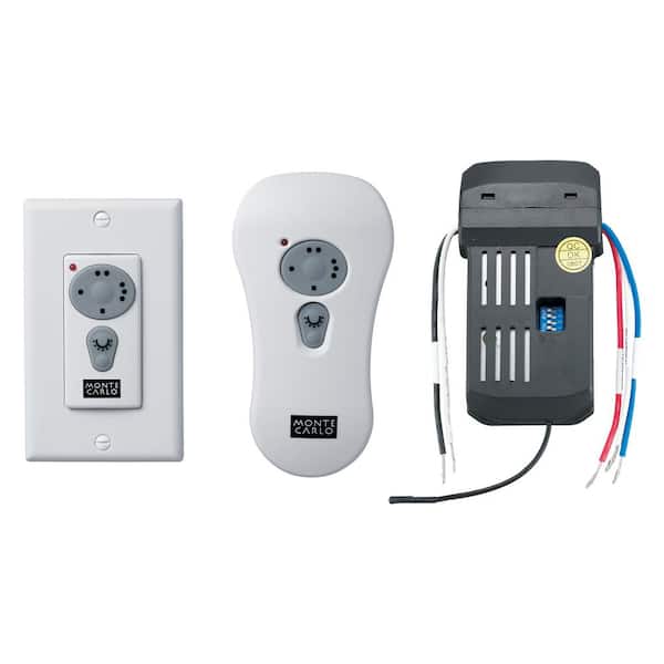 Ceiling Fan Control and Receiver with Three Speed Dimming Transmitter - Includes Enclosure for Remote or Plates for Wall