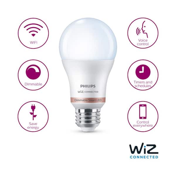 Dag Memo opdagelse Philips 60-Watt Equivalent A19 LED Daylight (5000K) Smart Wi-Fi Light Bulb  powered by WiZ with Bluetooth (1-Pack) 562587 - The Home Depot