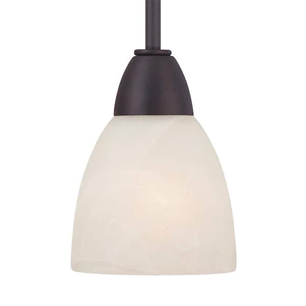 Designers Fountain - Torino 60-Watt 1-Light Oil Rubbed Bronze Transitional Mini Pendant Light with Alabaster Glass Shade, No Bulbs Included