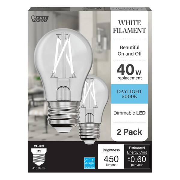 Feit Electric 40-Watt Equivalent A15 Dimmable White Filament CEC