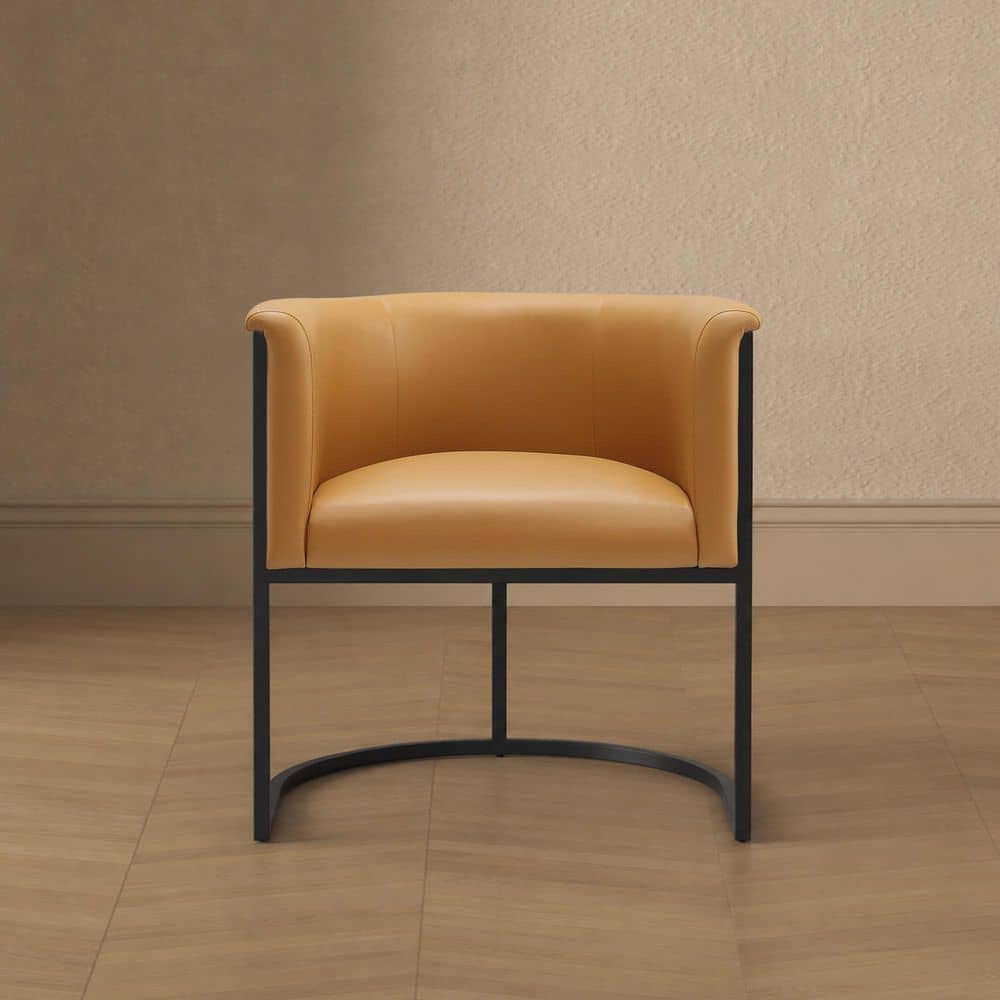 Cosmopolitan Modern Saddle and Black Faux Leather Upholstered Dining Chair