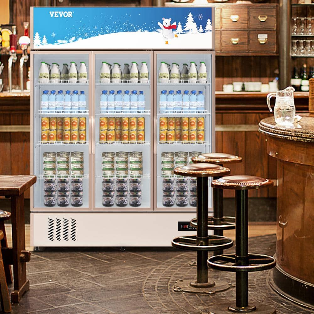 Silver Triple-Swing Glass Door Commercial Display Refrigerator