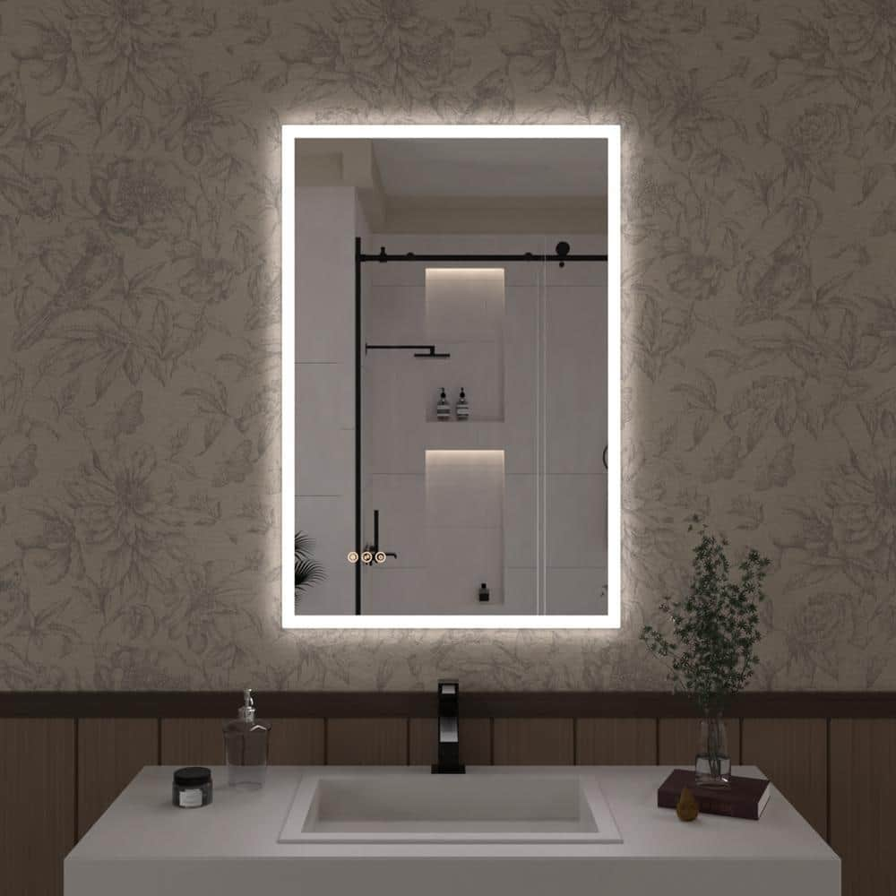 Hermitage Bath Musci 24 in. W x 36 in. H Rectangular Frameless LED Wall ...