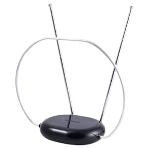 30 Miles Long Range Reception Amplified UHF 4K 1080P Digital Indoor HD TV Tabletop Antenna with Dipoles & Circular Loop