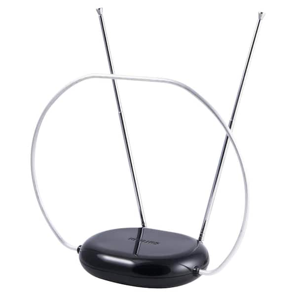 Lukyamzn 30 Miles Long Range Reception Amplified UHF 4K 1080P Digital Indoor HD TV Tabletop Antenna with Dipoles & Circular Loop