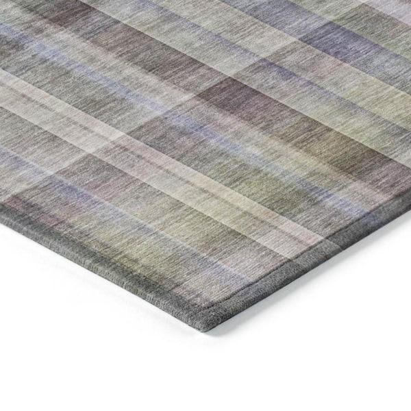 Gray 2 ft. x 3 ft. Woven Plaid Polyester Rectangle Indoor/Outdoor Area Rug