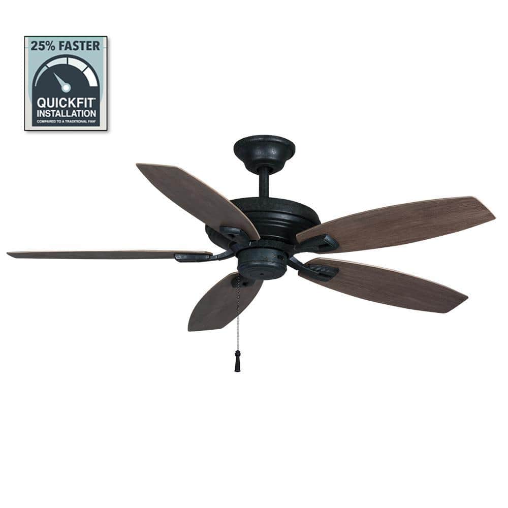 Hampton Bay North Pond 52 in. Indoor/Outdoor Aged Silver Ceiling Fan