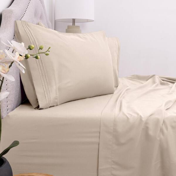 Sweet Home Collection 1800 Series 4-Piece Beige Solid Color  sheets full set beige main image 0
