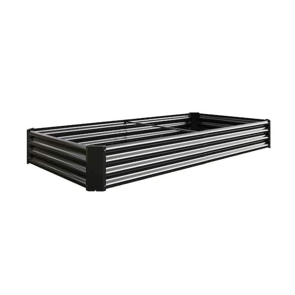 8 x 4 x 1 ft. Black Metal Rectangular Raised Garden Bed Outdoor Planter Box for Vegetables Flowers Herbs Fruits (1-Pack)