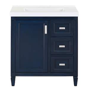 Channing 31 in. W x 22 in. D Bath Vanity in Royal Blue with Cultured Marble Vanity Top in White with White Sink