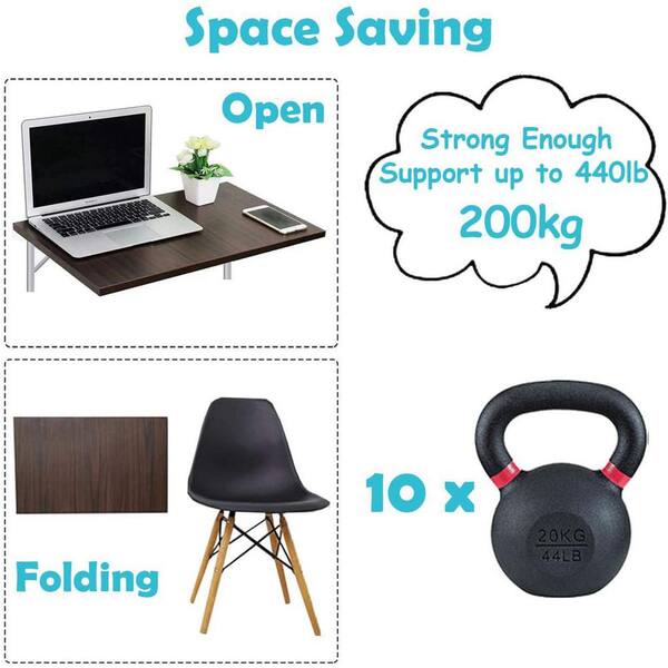 thumbnail image 2 of Folding Shelf Bracket 12 Inch 2PC Wall Mounted Collapsible Shelves Brackets Heavy Duty Foldable 2 of 13