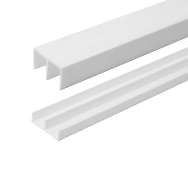 Outwater 45/64 in. D x 1-19/64 in. W x 48 in. L White Styrene Plastic Sliding Bypass Track Molding Set for 1/2 in. Doors (1-Pack)