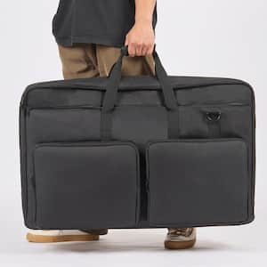 Black Padded DJ Mixer Gig Bag Oxford Fabric DJ Gear Briefcase with a Storage Pocket Removable Shoulder Strap Large