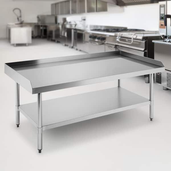 GRIDMANN 60 in. x 30 in. Stainless Steel Kitchen Utility Table with Bottom Shelf