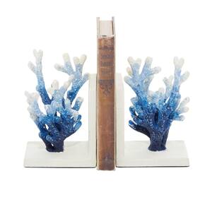 Blue Metal Ombre Coral Bookends (Set of 2)