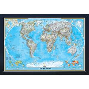 National Geographic Framed Interactive Wall Art Travel Map with Magnets - World Classic - Extra Large