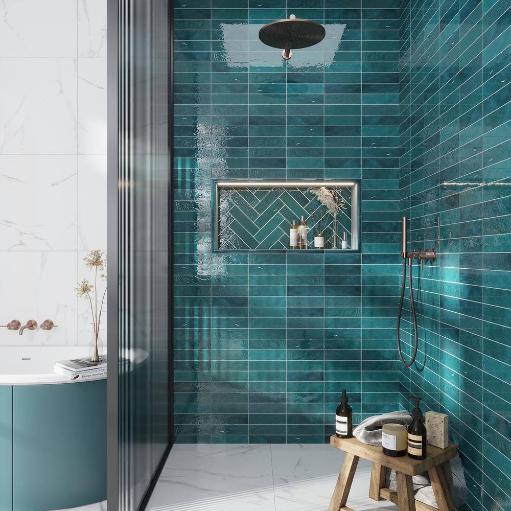 Apollo Green Polished Ceramic Subway Tile 2.58" x 8"