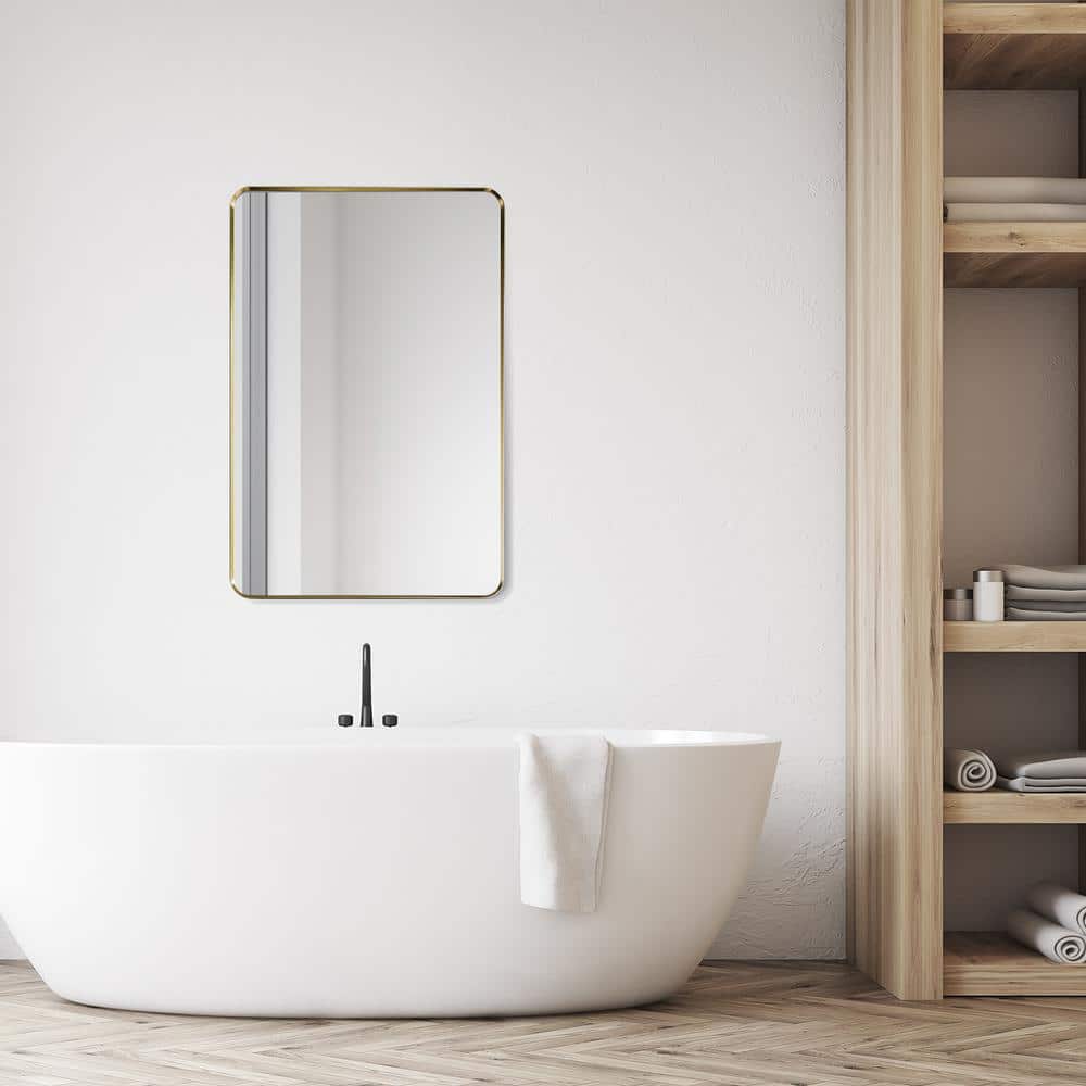 Gold Aluminum Rectangular Bathroom Vanity Mirror