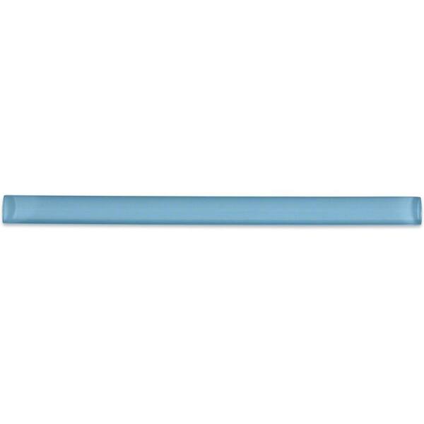 Ivy Hill Tile Aqua Glass Pencil Liner Trim 0.75 in. x 2.75 in. Wall Tile Sample