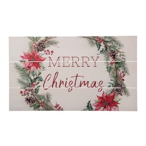 14 in. H x 24 in. L Wooden Merry Christmas Wall Decor+