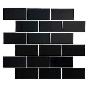 DIP Black Subway Tile 12 in. x 12 in. Self-Adhesive PVC Backsplash (10 pack)
