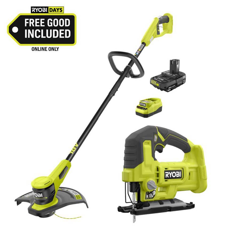 RYOBI ONE+ 18V 13 in. Cordless Battery String Trimmer with 2.0 Ah