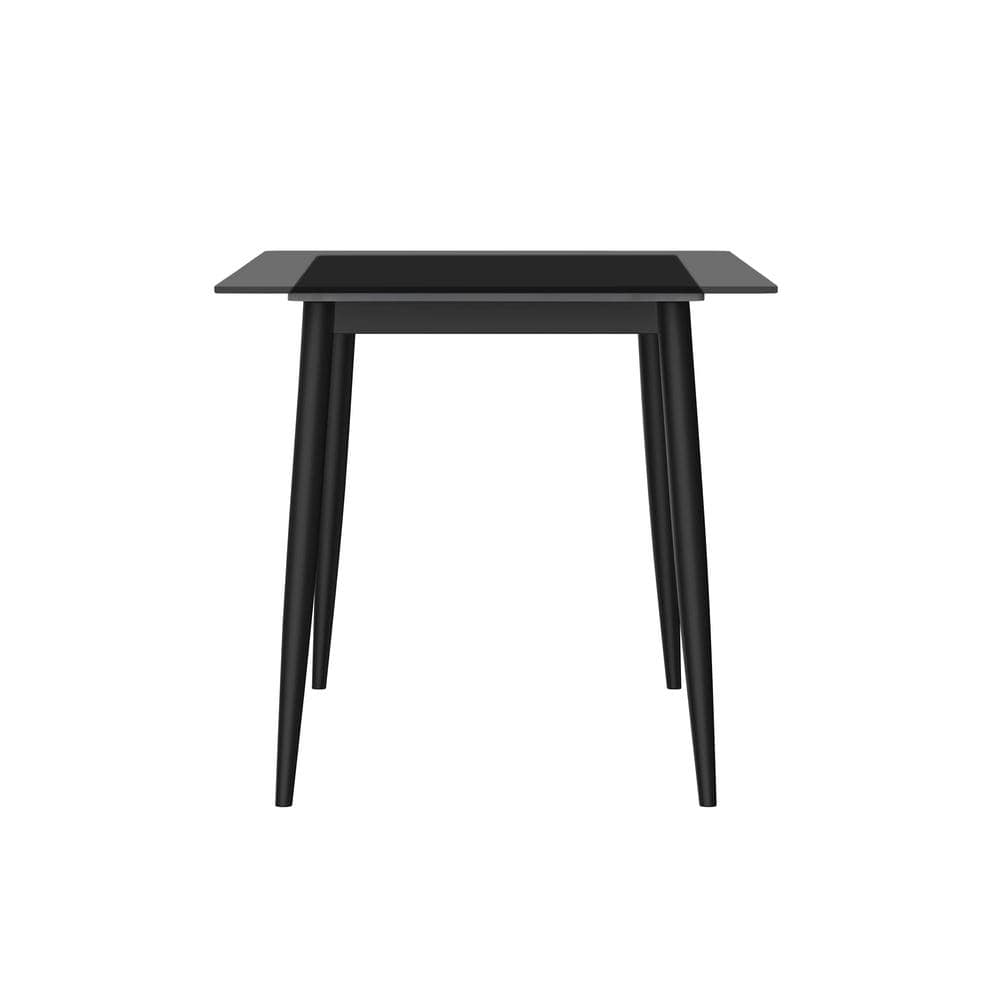 Zayle 71" Clear Glass Rectangular Dining Table with Black Steel Base