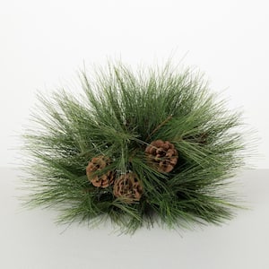10 in. H Long Pine and Pinecone Orb Green