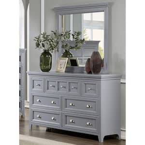 Ranchero 7-Drawer Gray Dresser with Mirror (78 in. H X 56 in. W X 18 in. D)