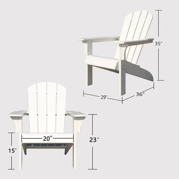 Miscool White HDPE Plastic Outdoor Leisure Adirondack Chair 4