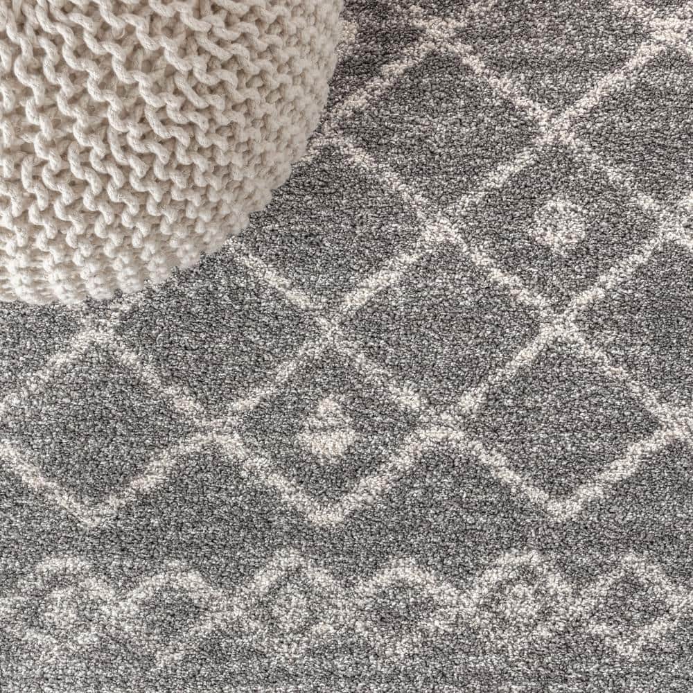Modern Moroccan-Inspired Gray Synthetic Area Rug - Easy Care 3x5
