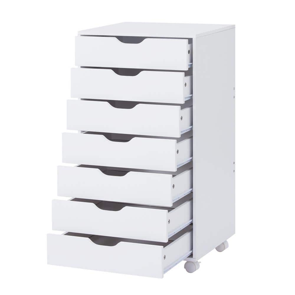 7 Drawer Dresser Chest of Drawers for Bedroom,Large Tall Clothes Organizer  for Living Room with “X” Steel Frame, White