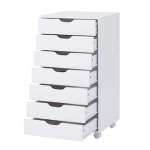 7 Drawer Dresser Chest of Drawers White Storage Tower Wide Clothes Organizer