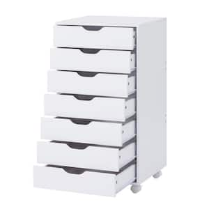 White 7 Drawer Dresser Tall Dressers for Bedroom Kids Dresser w/Storage Shelves Small Dresser for Closet Makeup Dresser