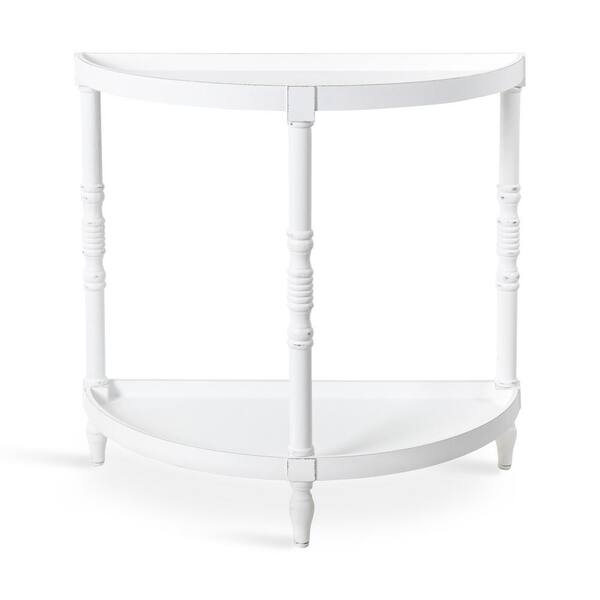 half circle white table