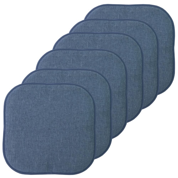 Sweet Home Collection Alexis Denim 16 in. x 16 in. Non Slip Memory Foam Seat Chair Cushion Pads (6-Pack)