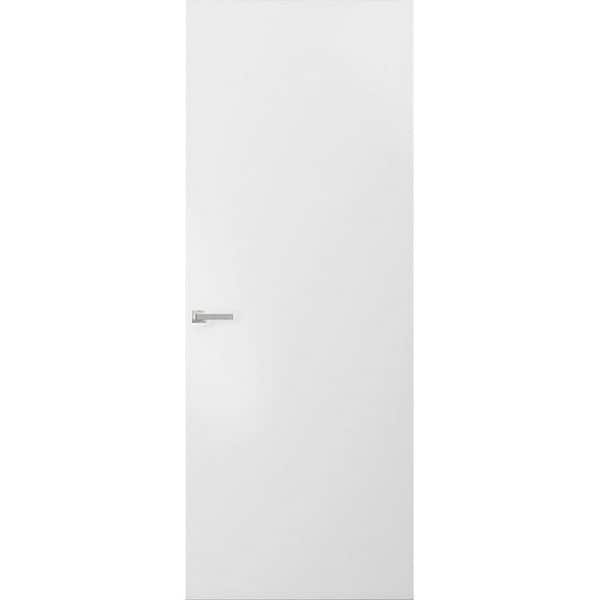 0010 30 in. x 84 in.Right-Hand/Outswing Primed Solid Core Wood Flush Mount Hidden Frameless Door with Hinge