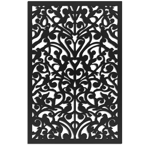 Ginger Dove 4 ft. x 32 in. Black Vinyl Decorative Screen Panel