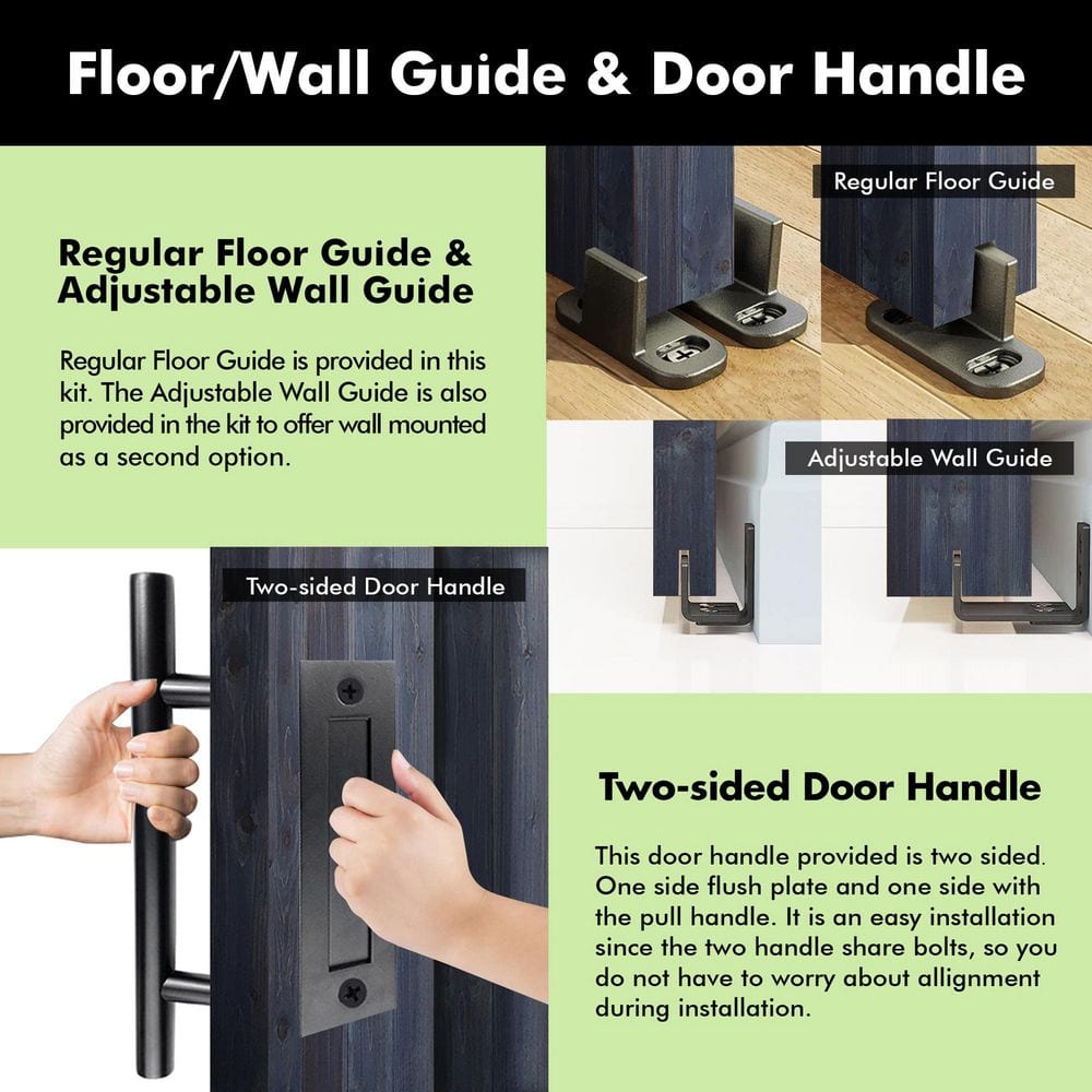 Navy Solid Pine Wood Sliding Barn Door with Black Hardware