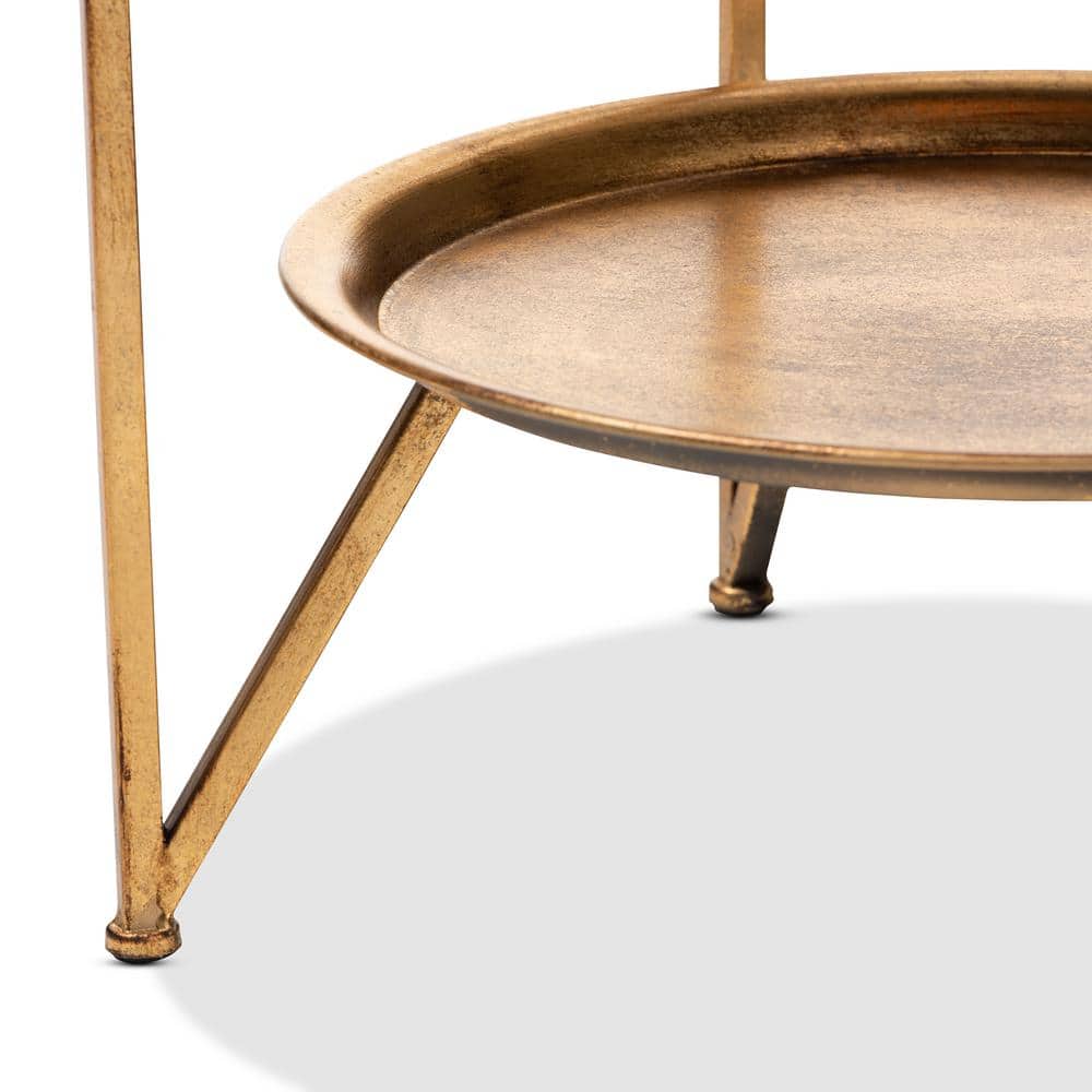 Tamsin Antique Gold Accent Table with Tray Shelf - thumbnail 6