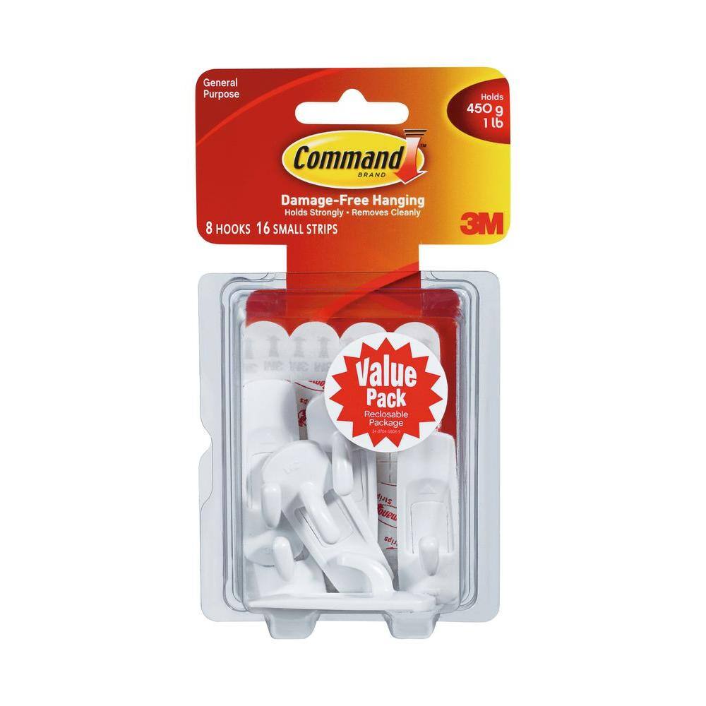 8 Pack Command Small White Adhesive Hooks Value Pack