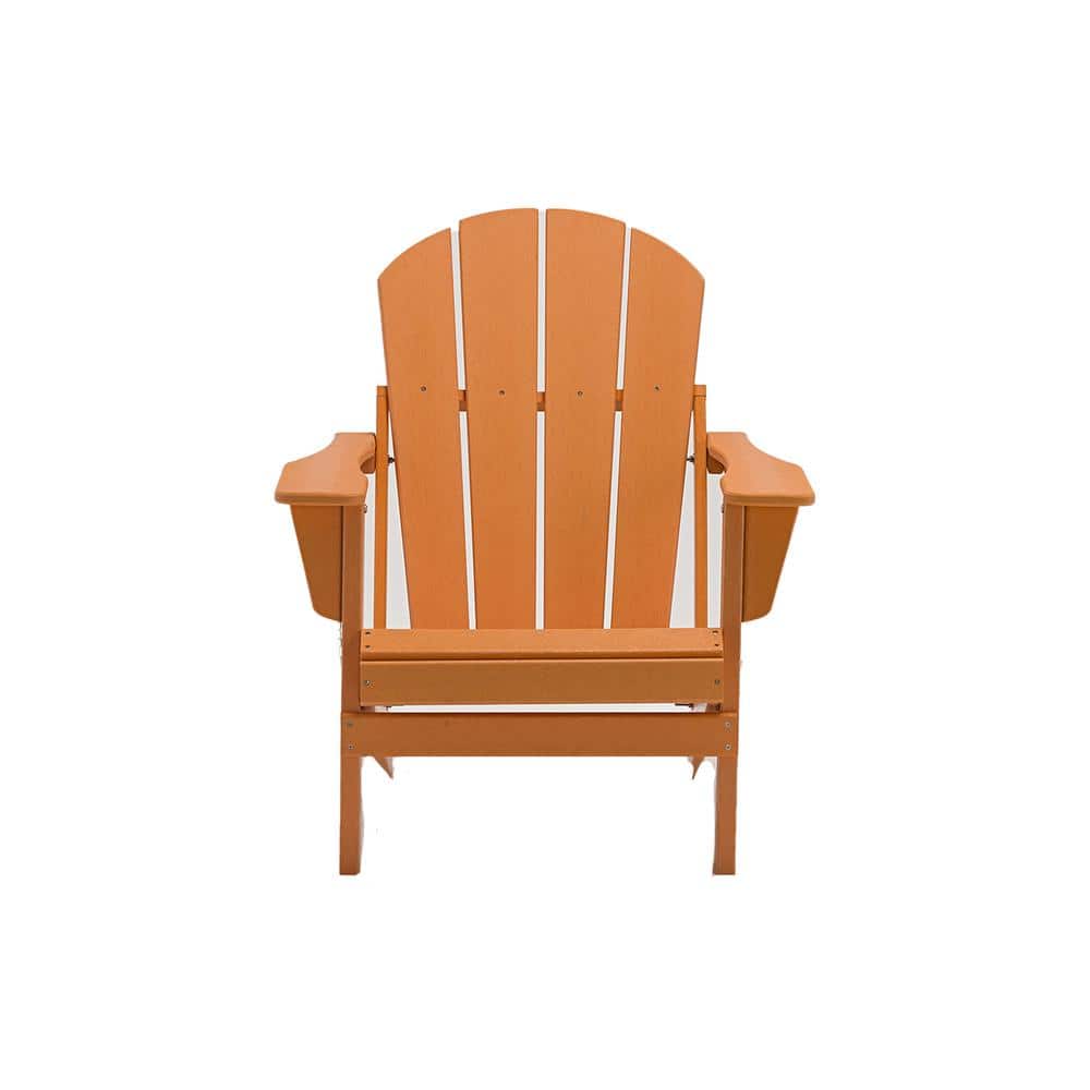 Classic Orange Solid All-Weather Folding Plastic Adirondack Chair