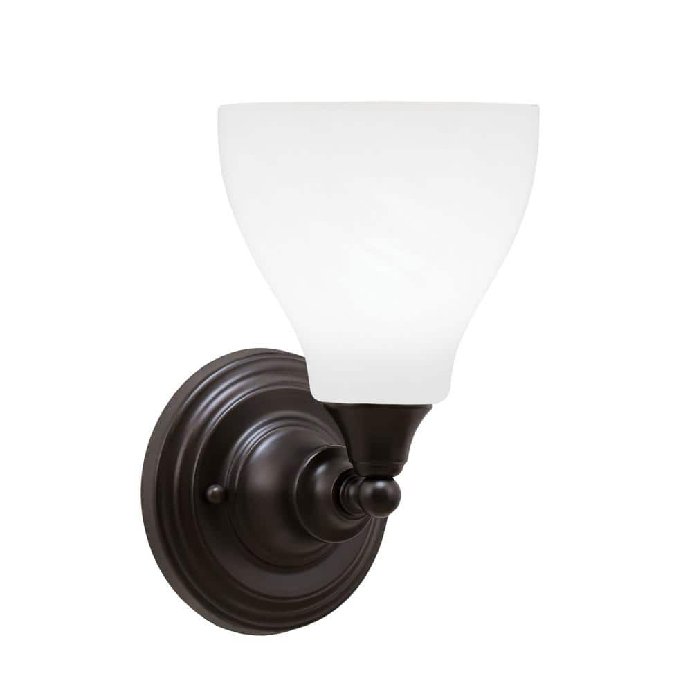 Fulton 1 Light Espresso Wall Sconce 6.25 in. White Marble Glass