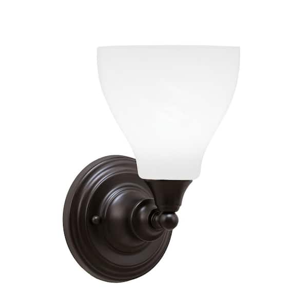 Unbranded Fulton 1 Light Espresso Wall Sconce 6.25 in. White Marble Glass
