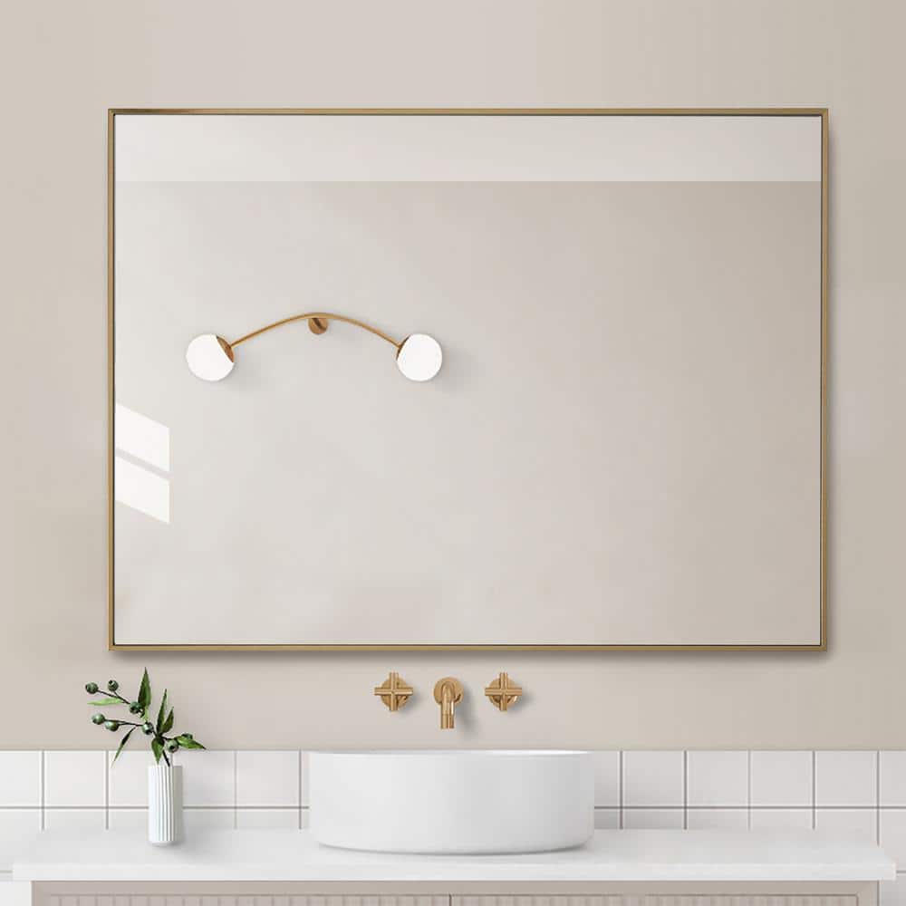 Vanta Gold and Silver Rectangular Bathroom Vanity Mirror