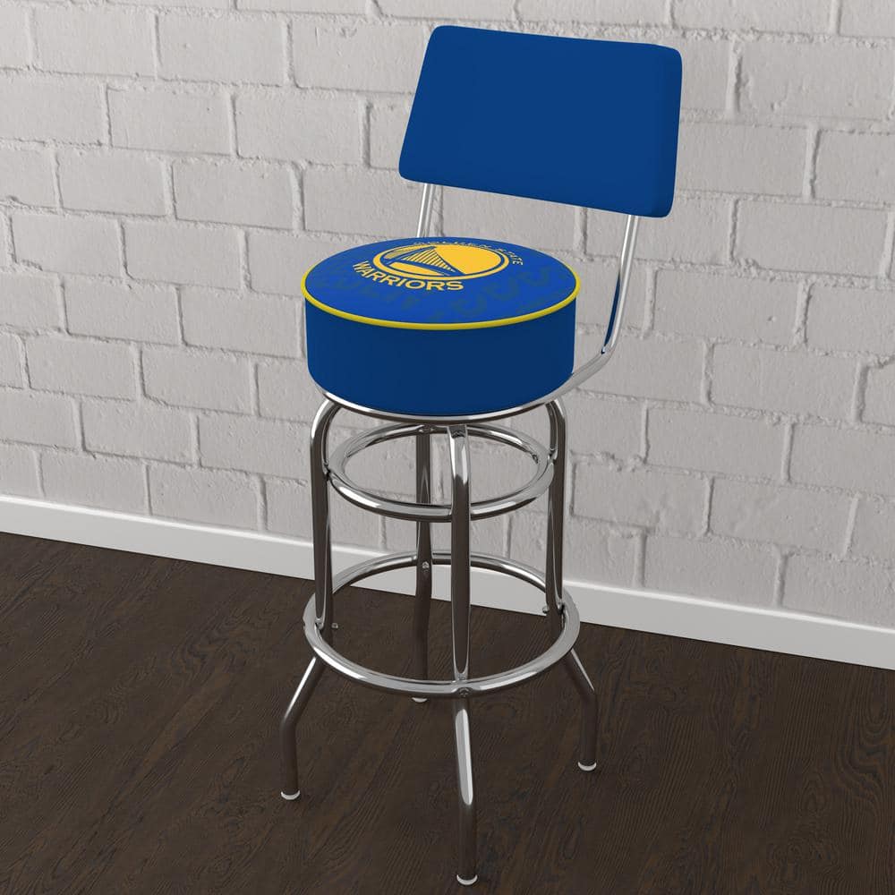 Golden State Warriors City 31 in. Blue Low Back Metal Bar Stool with Vinyl 