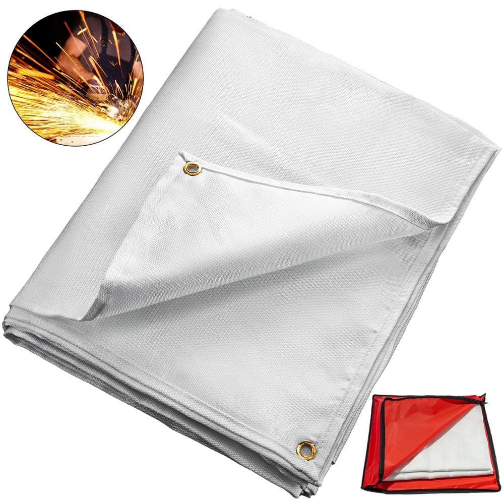 VEVOR Welding Blanket 8 ft. x 10 ft. Portable Fire Retardant Mat Fiberglass with Carry Bag, White